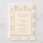 Roze Groen Retro Y2K 70s Bloempatroon Kaart (Voorkant)