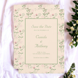 Roze Groen Retro Y2K 70s Bloempatroon Kaart