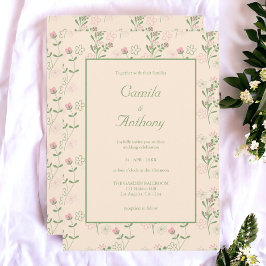 Roze Groen Retro Y2K 70s Bloempatroon Kaart