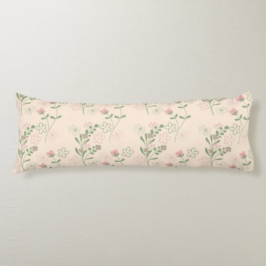 Roze Groen Retro Y2K 70s Bloempatroon Lichaamskussen (Voorkant)