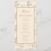 Roze Groen Retro Y2K 70s Bloempatroon Menu (Voorkant)