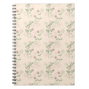 Roze Groen Retro Y2K 70s Bloempatroon Notitieboek