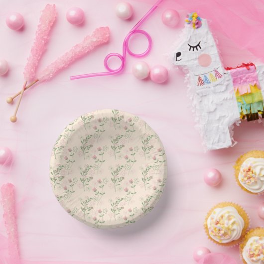 Roze Groen Retro Y2K 70s Bloempatroon Papieren Kommen (Feest)