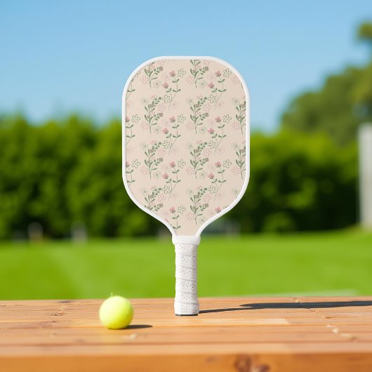 Roze Groen Retro Y2K 70s Bloempatroon Pickleball Paddle