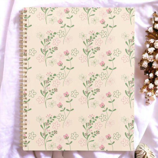 Roze Groen Retro Y2K 70s Bloempatroon Planner