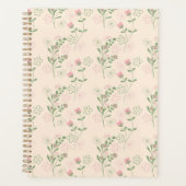 Roze Groen Retro Y2K 70s Bloempatroon Planner (Voorkant)