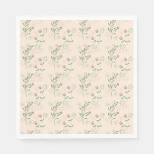 Roze Groen Retro Y2K 70s Bloempatroon Servet