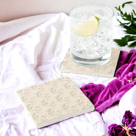 Roze Groen Retro Y2K 70s Bloempatroon Stenen Onderzetter