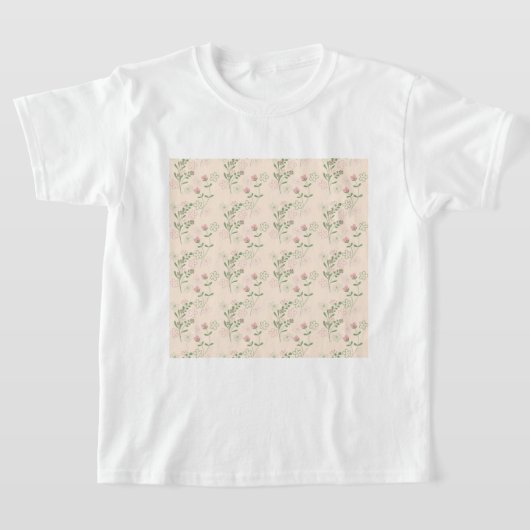 Roze Groen Retro Y2K 70s Bloempatroon T-shirt (Laagn)