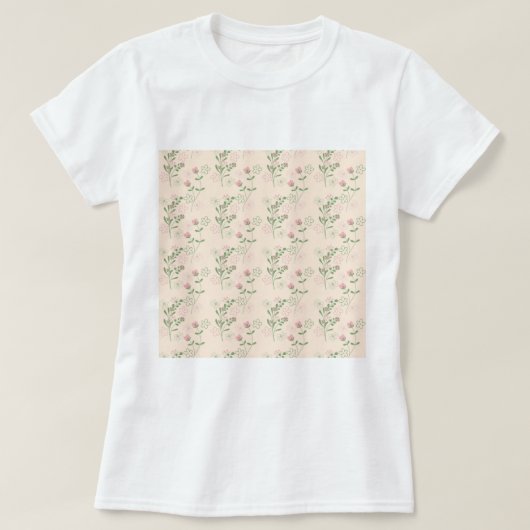 Roze Groen Retro Y2K 70s Bloempatroon T-shirt (Design voorkant)