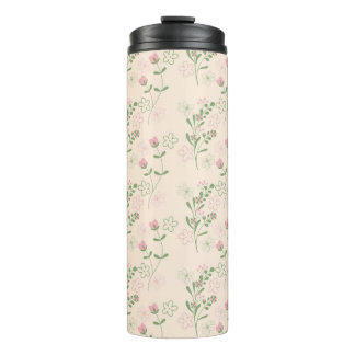 Roze Groen Retro Y2K 70s Bloempatroon Thermosbeker