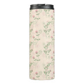 Roze Groen Retro Y2K 70s Bloempatroon Thermosbeker (Achterkant)