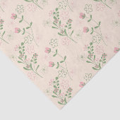 Roze Groen Retro Y2K 70s Bloempatroon Tissuepapier (Detail)