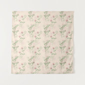 Roze Groen Retro Y2K 70s Bloempatroon Wandkleed (Voorkant)