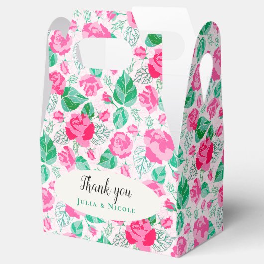 Roze Groen Roos bloemblaadjes bloementuin bruiloft Bedankdoosjes (Geopend)