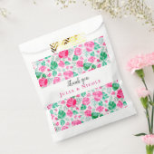 Roze Groen Roos bloemblaadjes bloementuin bruiloft Bedankzakje (Gezegeld)