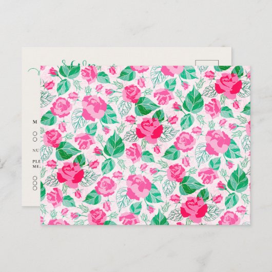 Roze Groen Roos bloemblaadjes bloementuin bruiloft Briefkaart (Voorkant / Achterkant)