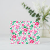 Roze Groen Roos bloemblaadjes bloementuin bruiloft Briefkaart (Staand voorkant)