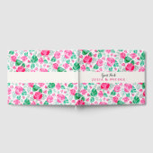 Roze Groen Roos bloemblaadjes bloementuin bruiloft Gastenboek (Volledig)