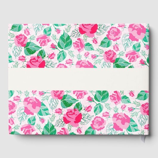 Roze Groen Roos bloemblaadjes bloementuin bruiloft Gastenboek (Achterkant)