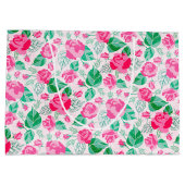 Roze Groen Roos bloemblaadjes bloementuin bruiloft Groot Cadeauzakje (Achterkant)