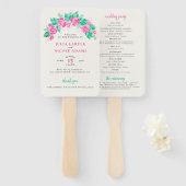 Roze Groen Roos bloemblaadjes bloementuin bruiloft Handwaaier (Voorkant en achterkant)