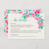 Roze Groen Roos bloemblaadjes bloementuin bruiloft Informatiekaartje (Voorkant / Achterkant)