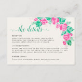 Roze Groen Roos bloemblaadjes bloementuin bruiloft Informatiekaartje (Voorkant)