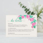 Roze Groen Roos bloemblaadjes bloementuin bruiloft Informatiekaartje (Staand voorkant)