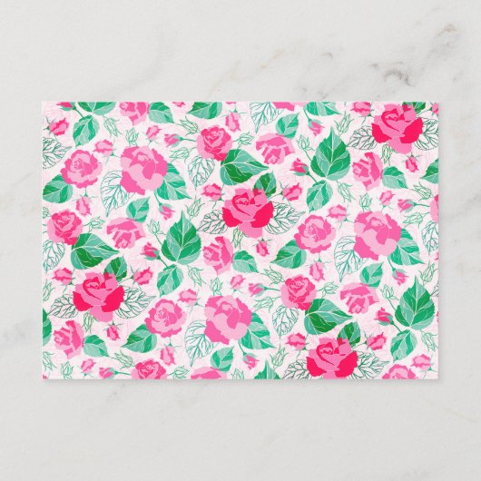 Roze Groen Roos bloemblaadjes bloementuin bruiloft Informatiekaartje (Achterkant)