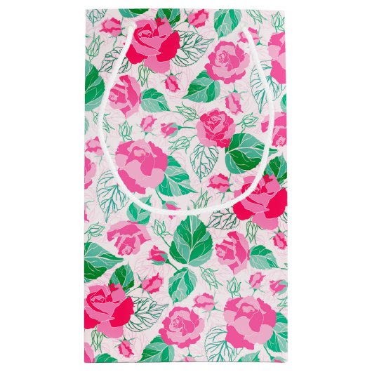 Roze Groen Roos bloemblaadjes bloementuin bruiloft Klein Cadeauzakje (Achterkant)