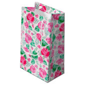 Roze Groen Roos bloemblaadjes bloementuin bruiloft Klein Cadeauzakje (Achterkant Gekanteld)