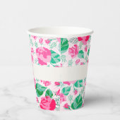 Roze Groen Roos bloemblaadjes bloementuin bruiloft Papieren Bekers (Rechts)