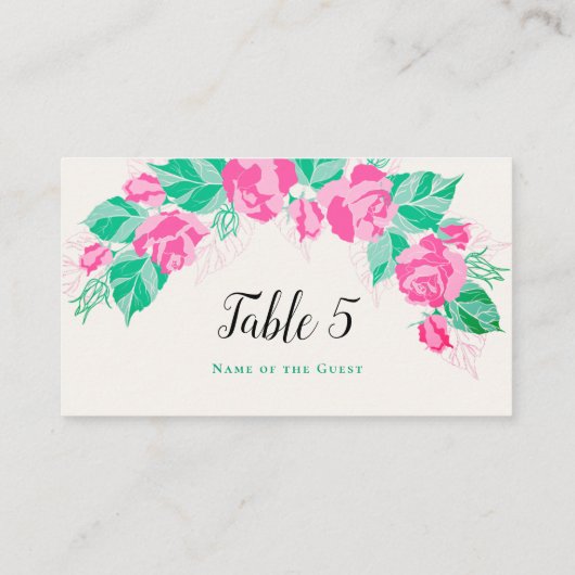 Roze Groen Roos bloemblaadjes bloementuin bruiloft Plaatskaartje (Achterkant)