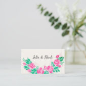 Roze Groen Roos bloemblaadjes bloementuin bruiloft Plaatskaartje (Staand voorkant)