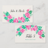 Roze Groen Roos bloemblaadjes bloementuin bruiloft Plaatskaartje (Voorkant / Achterkant)