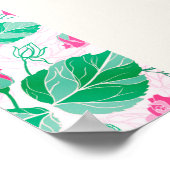 Roze Groen Roos bloemblaadjes bloementuin bruiloft Poster (Hoek)