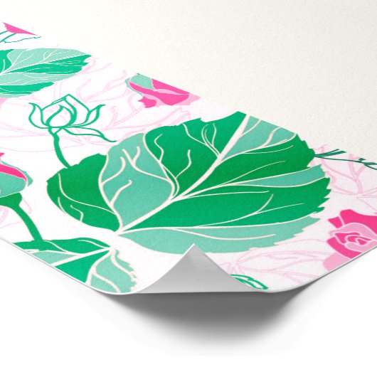 Roze Groen Roos bloemblaadjes bloementuin bruiloft Poster (Hoek)