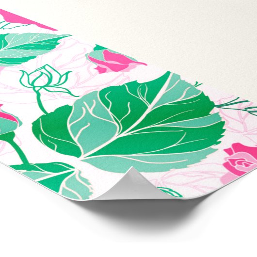 Roze Groen Roos bloemblaadjes bloementuin bruiloft Poster (Hoek)