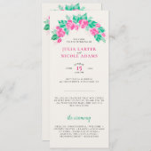 Roze Groen Roos bloemblaadjes bloementuin bruiloft Programmakaart (Voorkant / Achterkant)