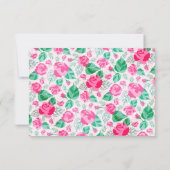 Roze Groen Roos bloemblaadjes bloementuin bruiloft RSVP Kaartje (Achterkant)