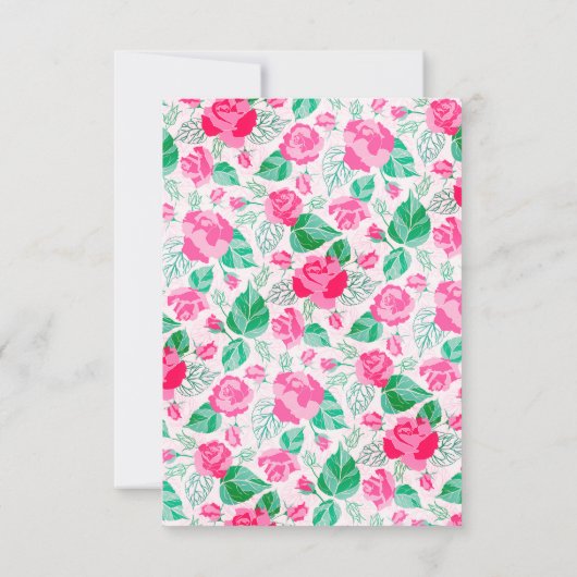 Roze Groen Roos bloemblaadjes bloementuin bruiloft RSVP Kaartje (Achterkant)