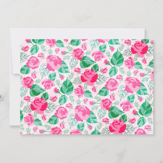 Roze Groen Roos bloemblaadjes bloementuin bruiloft Save The Date (Achterkant)