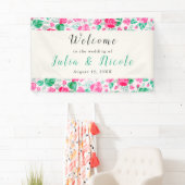 Roze Groen Roos bloemblaadjes bloementuin bruiloft Spandoek (Insitu)