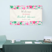 Roze Groen Roos bloemblaadjes bloementuin bruiloft Spandoek (Beurs)