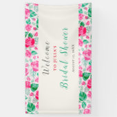 Roze Groen Roos bloemblaadjes bloementuin bruiloft Spandoek (Verticaal)