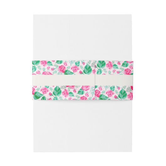 Roze Groen Roos bloemblaadjes bloementuin bruiloft Uitnodigingen Wikkel (Achterkant Voorbeeld)