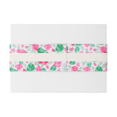 Roze Groen Roos bloemblaadjes bloementuin bruiloft Uitnodigingen Wikkel (Achterkant Voorbeeld)