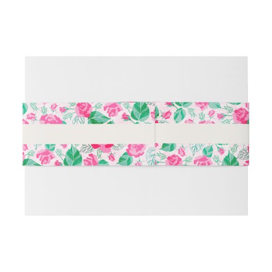 Roze Groen Roos bloemblaadjes bloementuin bruiloft Uitnodigingen Wikkel (Achterkant Voorbeeld)