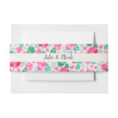 Roze Groen Roos bloemblaadjes bloementuin bruiloft Uitnodigingen Wikkel (Voorkant Voorbeeld)